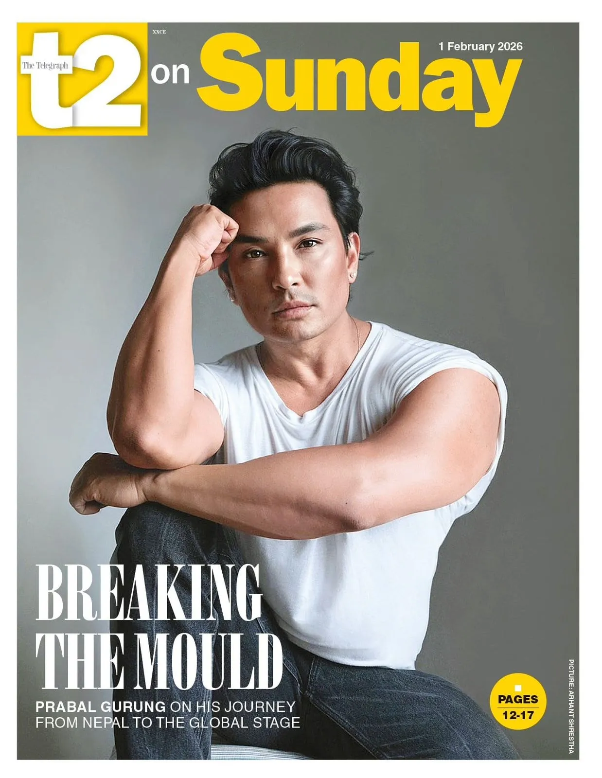 The front cover of The Telegraph’s t2 on Sunday, 1 February 2026, featuring designer Prabal Gurung under the headline “Breaking the Mould”.